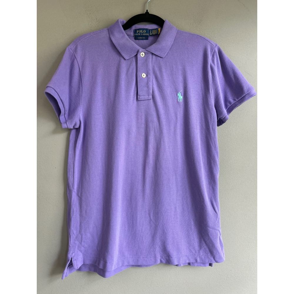 Polo Ralph Lauren Mens Small Purple Classic Fit Cotton Mesh Pique Polo Shirt